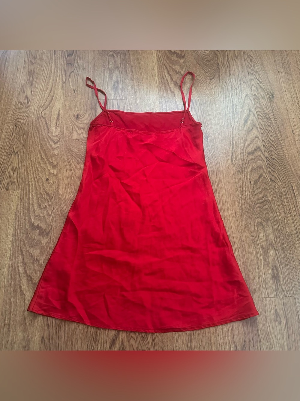 Reformation Red Silk mini Slip Dress size 2 sleeves unlined basic layering - Picture 4 of 5